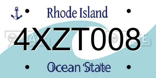 4XZT008 Rhode Island License Plate
