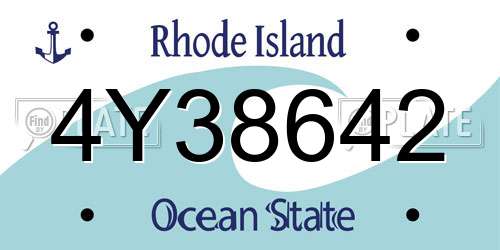 4Y38642 Rhode Island License Plate