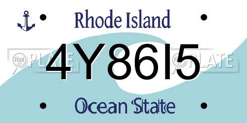 4Y86I5 Rhode Island License Plate