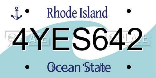 4YES642 Rhode Island License Plate