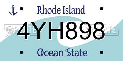 4YH898 Rhode Island License Plate
