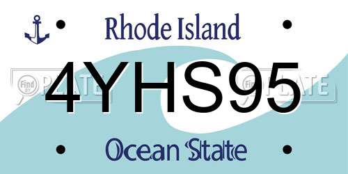 4YHS95 Rhode Island License Plate