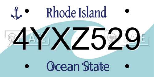 4YXZ529 Rhode Island License Plate