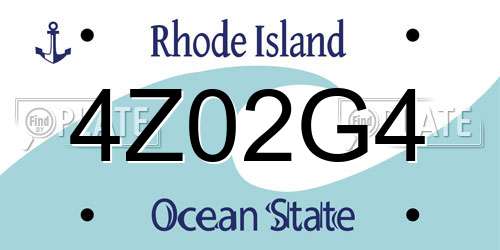 4Z02G4 Rhode Island License Plate