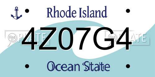 4Z07G4 Rhode Island License Plate