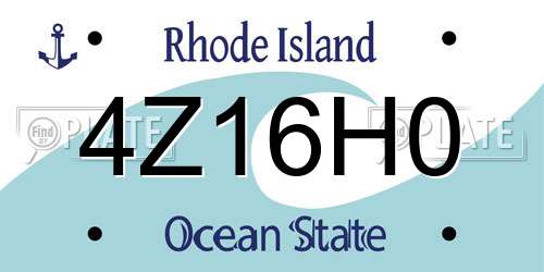 4Z16H0 Rhode Island License Plate