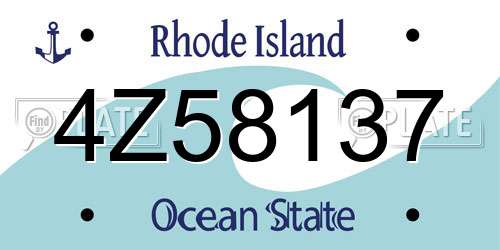4Z58137 Rhode Island License Plate