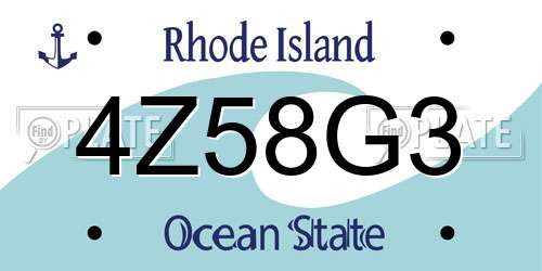 4Z58G3 Rhode Island License Plate
