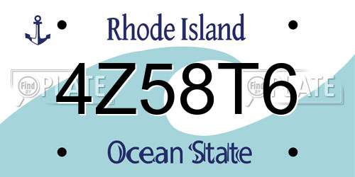 4Z58T6 Rhode Island License Plate