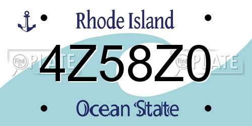 4Z58Z0 Rhode Island License Plate
