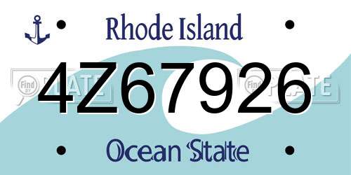 4Z67926 Rhode Island License Plate