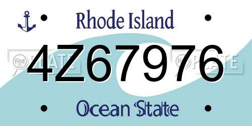 4Z67976 Rhode Island License Plate