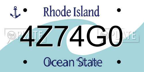 4Z74G0 Rhode Island License Plate