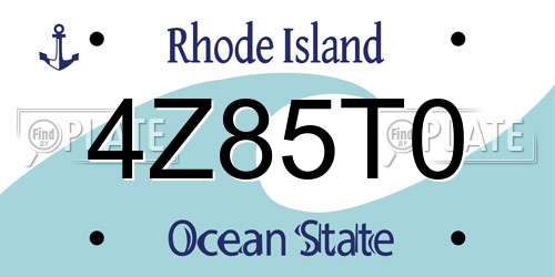 4Z85T0 Rhode Island License Plate