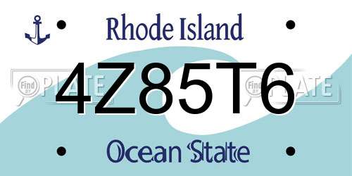 4Z85T6 Rhode Island License Plate
