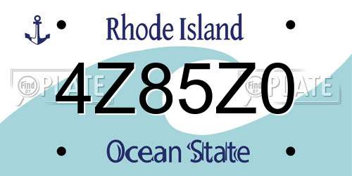 4Z85Z0 Rhode Island License Plate