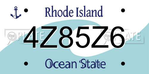 4Z85Z6 Rhode Island License Plate