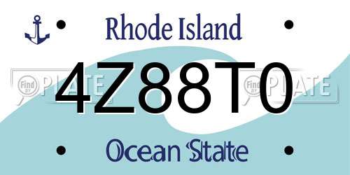 4Z88T0 Rhode Island License Plate