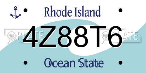 4Z88T6 Rhode Island License Plate
