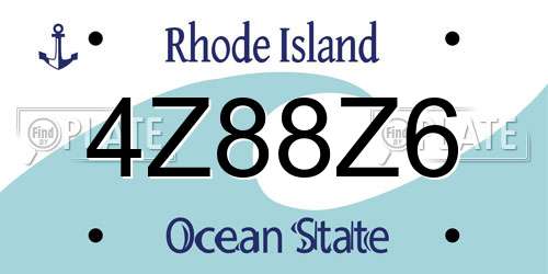 4Z88Z6 Rhode Island License Plate