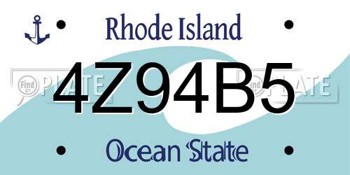 4Z94B5 Rhode Island License Plate