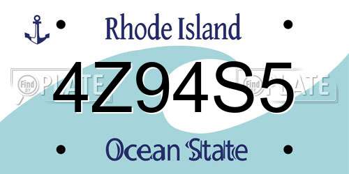 4Z94S5 Rhode Island License Plate
