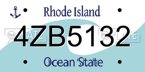 4ZB5132 Rhode Island License Plate