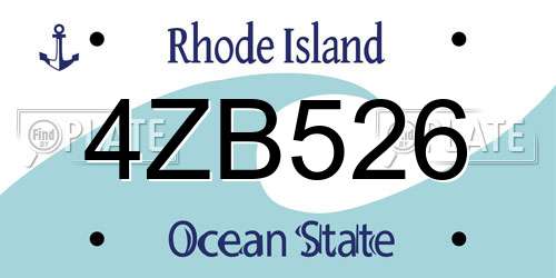 4ZB526 Rhode Island License Plate