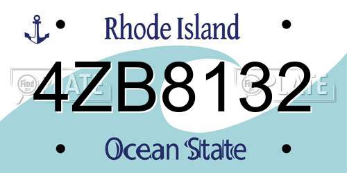 4ZB8132 Rhode Island License Plate