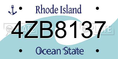 4ZB8137 Rhode Island License Plate