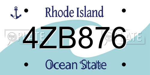 4ZB876 Rhode Island License Plate
