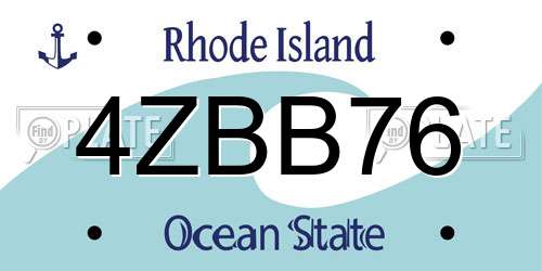 4ZBB76 Rhode Island License Plate