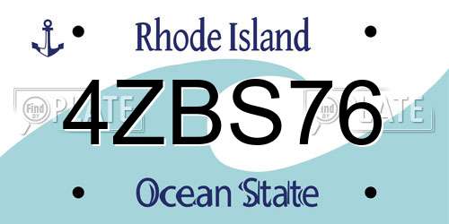 4ZBS76 Rhode Island License Plate