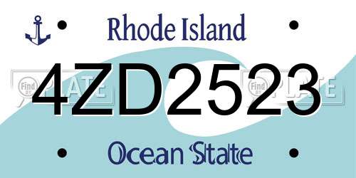 4ZD2523 Rhode Island License Plate