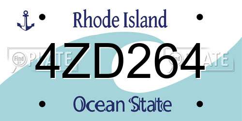 4ZD264 Rhode Island License Plate