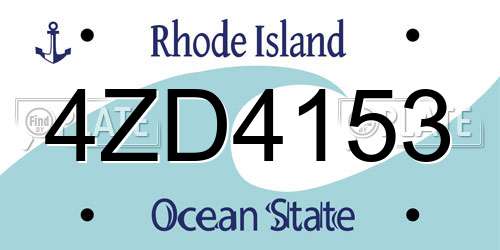 4ZD4153 Rhode Island License Plate