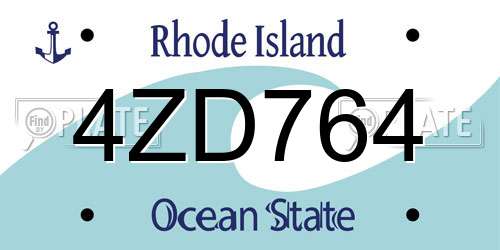 4ZD764 Rhode Island License Plate