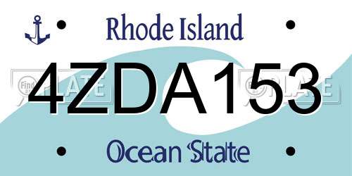 4ZDA153 Rhode Island License Plate