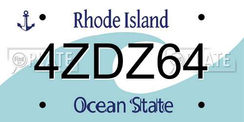 4ZDZ64 Rhode Island License Plate