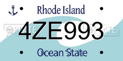 4ZE993 Rhode Island License Plate