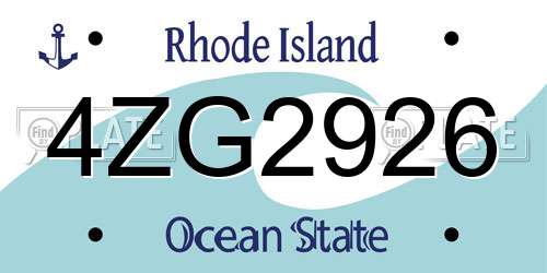 4ZG2926 Rhode Island License Plate
