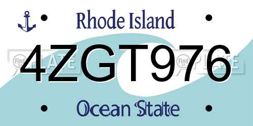 4ZGT976 Rhode Island License Plate