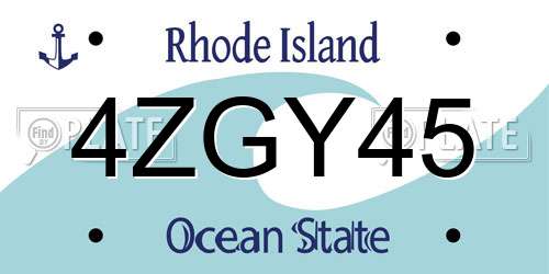 4ZGY45 Rhode Island License Plate