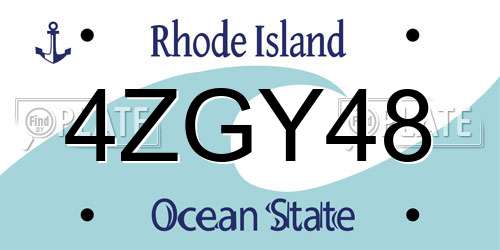 4ZGY48 Rhode Island License Plate