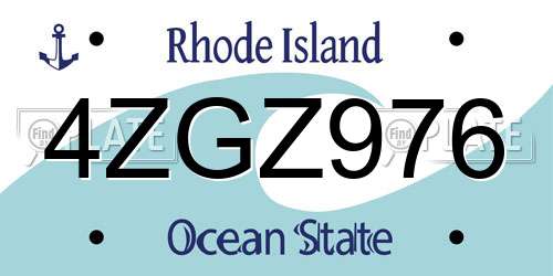 4ZGZ976 Rhode Island License Plate