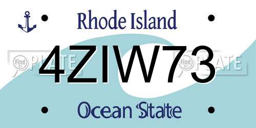 4ZIW73 Rhode Island License Plate