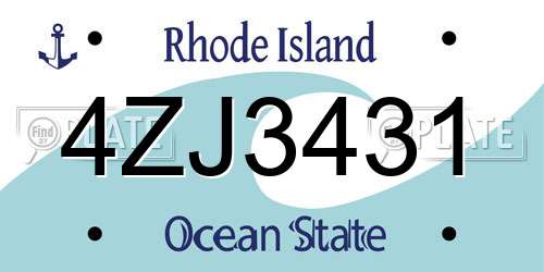 4ZJ3431 Rhode Island License Plate