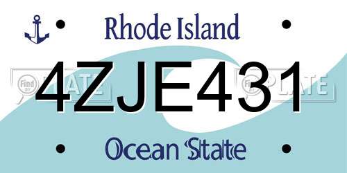 4ZJE431 Rhode Island License Plate