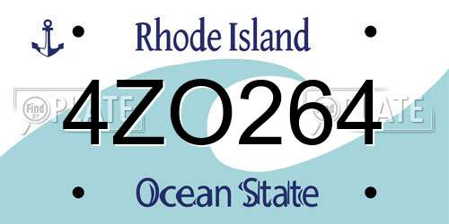 4ZO264 Rhode Island License Plate