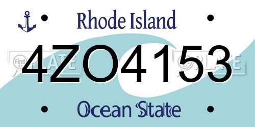 4ZO4153 Rhode Island License Plate